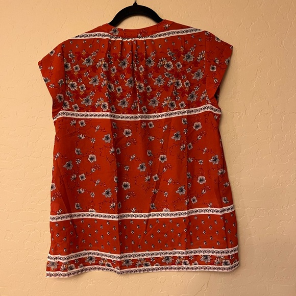 Liz Claiborne Burnt Orange (Rust) Floral Print Top - Picture 10 of 12